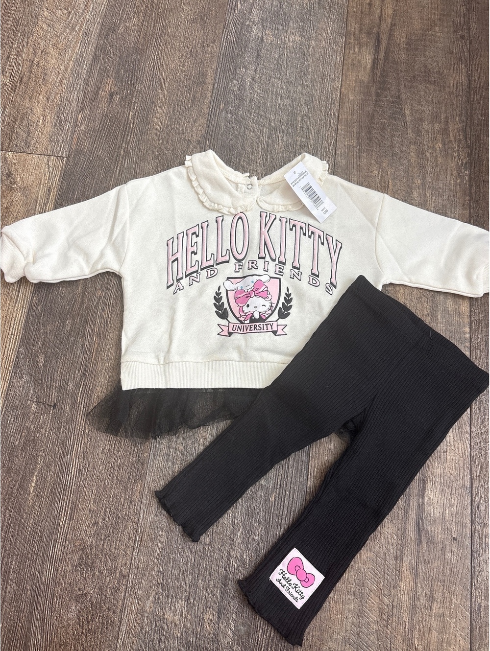 New Hello Kitty and Friends 12 months Baby girl Outfit Set - Cream Black